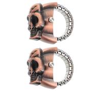 LALAFINA 2 Stück Vintage Klapphanduhr Totenkopf Ring Uhr aus Zinklegierung mit Einfachem Öffnungsdeckel Modische und Lässige Fingeruhren für Damen im Punk Stil