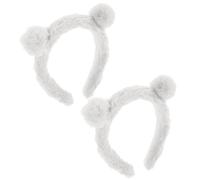 LALAFINA 2 Stück Weißes Plüsch Bärenohren Haarband für Make Up und Hautpflege mit Komfortablem Sitz und Vielseitiger Anwendung Beim Waschen Des Gesichts