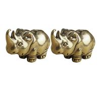 LALAFINA 2stücke Vintage Messing Anhänger Nashorn Schlüsselanhänger Kleine Deko Heimschmuck Kreatives Design Langlebiges Accessoire