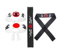 LALAFINA 4 Stück packung Japanische Stirnbänder im Samurai und Ninja Stil aus Atmungsaktivem Polyester mit Bequemem Sitz Breites Kopfband für Karate und Sport