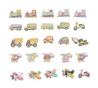 LALAFINA 50stücke Teiliges DIY Holzknöpfe Cartoon Transportmotive Bunte Mix Farben Handgefertigte Nähknöpfe für Kleidung Basteln Scrapbooking Dekoration Zufällige Farbe