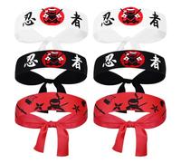 LALAFINA 6 Stück pack Japanische Stirnbänder für Herren Verstellbare Größe Atmungsaktives Polyester Stylisches Design für Karate Kochen und Verschiedene Anlässe