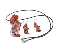 LALAFINA Elegantes Halskette und Ohrringe Set aus Glas Rot