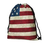 LALAFINA Großer Rucksack mit Kordelzug aus Polyester für Reisen und Sport Geräumiger Aufbewahrungsrucksack mit Amerikanischer Flagge und Praktischem Beuteldesign