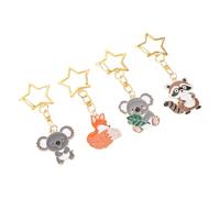 LALAFINA Niedliche Schlüsselanhänger 5,3x2,5cm aus Legierung 4 Stück mit Koala Fuchs Waschbär und Stern Leichtes Dekoratives Element für Taschen und Pendeln