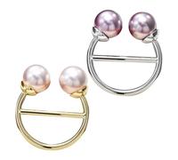 LALAFINA Schal und Tuchclips 2 Stück mit Perlendekor Goldweiß und Silbergrau Robuste Halter für Kleidung und Accessoires für Freizeit und Veranstaltungen