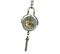 LALAFINA Vintage Mechanische Taschenuhr Anhänger aus Legierung mit Glas Spiegel Kugelförmige Hängeuhr Handaufgezogene Uhr als Modische Halskette für Damen und Herren