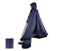 lalago Wasserdicht Radfahren Regen Poncho, Regencape mit Kapuze und Durchsichtigem Panel, Regenponcho für Elektrofahrzeuge, Umhang für Outdoor Aktivitäten - Wetterfest(Marineblau ohne Spiegeltasche)