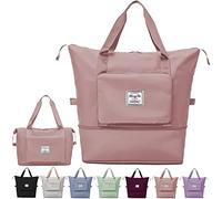 Faltbare Reisetasche mit großem Fassungsvermögen, tragbar, faltbar, leicht, wasserdicht, Oxford-Gewebe, Reisetasche, für erweiterbaren Wochenendsport, Fitnessstudio, Urlaub, rose, L