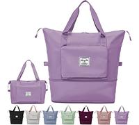 Lalagouk Faltbare Reisetasche mit großer Kapazität, tragbar, faltbar, leicht, wasserdicht, Oxford-Gewebe für Wochenende, Sport, Fitnessstudio, Urlaub, Hellviolett