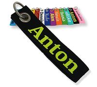 LALALO Schlüsselanhänger aus Filz mit Namen, Personalisiertes Schlüsselband Geschenkidee mit Aufschrift oder Wunschtext, Glücksbringer Filzanhänger mit Name, Geburtstag (Schwarz)