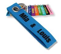 LALALO Schlüsselanhänger aus Filz mit Namen, Personalisiertes Schlüsselband Geschenkidee mit Aufschrift oder Wunschtext, Glücksbringer Filzanhänger mit Name, Geburtstag (Hellblau)