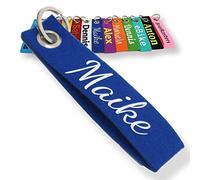 LALALO Schlüsselanhänger aus Filz mit Namen, Personalisiertes Schlüsselband Geschenkidee mit Aufschrift oder Wunschtext, Glücksbringer Filzanhänger mit Name, Geburtstag (Dunkelblau)