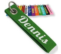 LALALO Schlüsselanhänger aus Filz mit Namen, Personalisiertes Schlüsselband Geschenkidee mit Aufschrift oder Wunschtext, Glücksbringer Filzanhänger mit Name, Geburtstag (Grün)