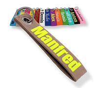 LALALO Schlüsselanhänger aus Filz mit Namen, Personalisiertes Schlüsselband Geschenkidee mit Aufschrift oder Wunschtext, Glücksbringer Filzanhänger mit Name, Geburtstag (Beige)