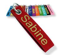 LALALO Schlüsselanhänger aus Filz mit Namen, Personalisiertes Schlüsselband Geschenkidee mit Aufschrift oder Wunschtext, Glücksbringer Filzanhänger mit Name, Geburtstag (Rot)