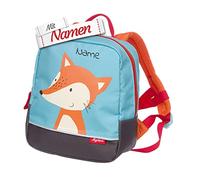 LALALO Sigikid Mini Kindergartenrucksack mit Namen personalisiert (bestickt), Kinderrucksack, Kinder Rucksack für Kindergarten Kita, Kleinkind Tasche, Kindergartentasche (Fuchs/Blau)