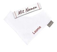 LALALO Sterntaler Halstuch mit Namen bestickt, Baumwollstrick Dreieckstuch, Geschenkidee für Neugeborene (Erstausstattung), Geschenk zur Geburt/Taufe personalisiert (Weiß)