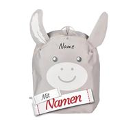 LALALO Sterntaler Kindergarten Rucksack mit Namen, Esel Emmi, bestickt, Kindergartenrucksack personalisiert für Kita und Krippe, Brustgurt verstellbar, leicht wasserresistent