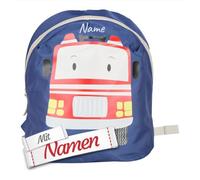 LALALO Sterntaler Kindergartenrucksack Mini Feuerwehr mit Namen bestickt | Rucksack für Mädchen und Jungen, Geschenk zum Kita-Start und Geburtstag, Kindergartentasche mit anpassbarem Brustgurt