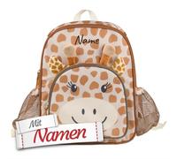 LALALO Sterntaler Kindergartenrucksack personalisiert, Giraffe Kaya Giraffe, mit Namen bestickt - wasserabweisend, Hauptfach mit Kühlfunktion, Brustgurt, Reflektoren