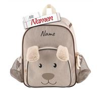LALALO Sterntaler Kindergartenrucksack personalisiert Hund Lucky, Kinderrucksack mit Namen bestickt - Rucksack für Kita Start und Einschulung, wasserresistent, Brustgurt, Flaschenhalter, 5 L