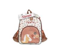 LALALO Sterntaler Kindergartenrucksack personalisiert, Kollektion Kindergartenrucksack Pferd Sunny, mit Namen bestickt, für Kita, 30 x 24 cm, ca. 5 L, Fronttasche, Netztaschen, Brustgurt