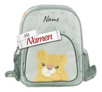 LALALO Sterntaler Löwe Kindergartenrucksack personalisiert, mit Namen bestickt - wasserresistent, gepolsterte Riemen, Brustgurt, Kühl-Hauptfach, 2-Wege-Zipper, Reflektoren