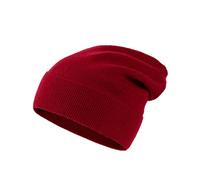 Lallier Unisex-Mütze aus 100% reinem Kashmir, gerippte Mütze mit Bündchen, warm, weich, mit Geschenkbox für Damen und Herren (Rot)