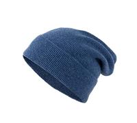 Lallier Unisex-Mütze aus 100% reinem Kashmir, gerippte Mütze mit Bündchen, warm, weich, mit Geschenkbox für Damen und Herren (Navy blau)