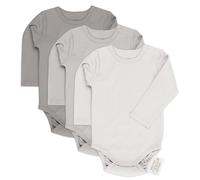 LaLoona Baby Body Langarm 3er Pack - Langarmbody Set aus Baumwolle, Bodies mit Knöpfen für Jungen und Mädchen, OEKO-TEX® Standard 100 geprüft - Natur - 86-92