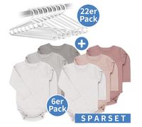 LaLoona Body-Sparset Langarm inkl. Kleiderbügel - Beere Grau - Gr. 86/92