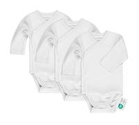 LaLoona Wickelbody Langarm 3er Pack - Baby Body Set aus Baumwolle, Langarmbody mit Knöpfen, ÖkoTex Standard 100 geprüft - 50-56 - Weiß