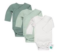 LaLoona Wickelbody Langarm 3er Pack - Baby Body Set aus Baumwolle, Langarmbody mit Knöpfen, ÖkoTex Standard 100 geprüft - 50-56 - Grün