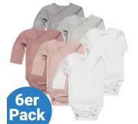 LaLoona Wickelbody Langarm 6er Pack - Beere Grau - Gr. 62/68