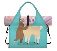 Lama Faultier lustige Sporttasche für Damen und Herren, Faultier, Alpaka, Wochenende, Übernachtungstasche mit Schuhfach, Schultertasche, Gepäcktasche für Yoga, Fitnessstudio, Reisen, farbe, L,