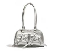 Lamala Y2k Ita Bag Süße Handtasche, modische PU-Leder-Unterarm-Umhängetasche, geeignet für Mädchen und Frauen, einfarbig, großes Fassungsvermögen (17 x 30 x 10 cm)., silber