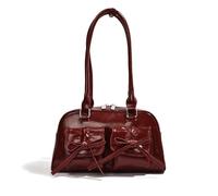 Lamala Y2k Ita Bag Süße Handtasche, modische PU-Leder-Unterarm-Umhängetasche, geeignet für Mädchen und Frauen, einfarbig, großes Fassungsvermögen (17 x 30 x 10 cm)., Cherry R