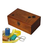 Lambo Nähkästchen-Organizer aus Holz, Nähkorb aus Holz - Aufbewahrungsbox für Näharbeiten aus Holz, Holzbox mit Scharnierdeckel, Bastelzubehör, Zubehör