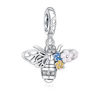 LaMenars Bee & Flower Charms für 925 Sterling Silber für Frauen Armbänder & Halsketten Dangle Anhänger für Weihnachten Muttertag Valentinstag Geschenke für Mädchen