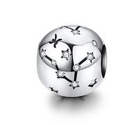 LaMenars Damen 12 Konstellationen Sternzeichen Stern Bead Charms 925 Sterling Silber Anhänger für Pandora, Chamilia & European Charm Armbänder & Halsketten (die Fische: 2.19 .- 3.20)