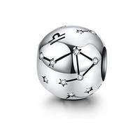 LaMenars Damen 925 Sterling Silber Charms und Perlen mit 12 Sternbildern, kompatibel mit Pandora & Europäischen Armband Halskette, Sterling-Silber