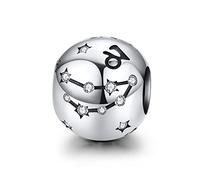 LaMenars Damen 925 Sterling Silber Charms und Perlen mit 12 Sternbildern, kompatibel mit Pandora & Europäischen Armband Halskette, Zirkonia, Zirkonia