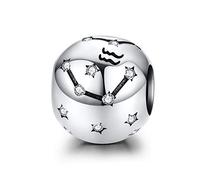 LaMenars Damen 925 Sterling Silber Charms und Perlen mit 12 Sternbildern, kompatibel mit Pandora & Europäischen Armband Halskette, Sterling-Silber