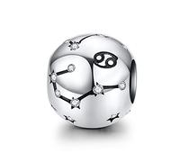 LaMenars Damen-Charm 925 Sterling Silber Charms und Perlen mit 12 Sternbildern, kompatibel mit Pandora & europäischem Armband (Krebs (22. Juni - 22. Juli)), Zirkonia