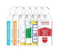 Lammcou Kofferanhänger für Kreuzfahrten, XXL Robuste Wasserfeste PVC Transparente Gepäckanhänger für Aida TUI Mein Schiff, mit Verschraubbaren Metallband, Cruise Luggage Tag (6 Pack, 19 * 11cm)