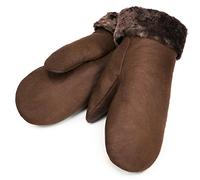 Lammfell Fäustlinge von WERNER CHRIST - warme, Lange Unisex Fausthandschuhe aus echtem Fell, Winter-Handschuhe für Damen und Herren in schwarz, braun & dunkel-braun, Größe 5, 6, 7, 8, 9 und 10