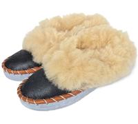 LAMMFELL Warme HAUSSCHUHE Gr.29 NEU, Schaffell/-leder Schurwolle Handarbeit ohne Muster diverse Versionen (Schwarz/Braun, 29, EU Schuhgrößensystem, Kleinkind, Damen, Numerisch, M, 29)