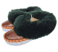 LAMMFELL Warme HAUSSCHUHE Gr.29 NEU, Schaffell/-leder Schurwolle Handarbeit ohne Muster diverse Versionen (Braun/Grün, 29, EU Schuhgrößensystem, Kleinkind, Damen, Numerisch, M, 29)