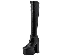 LAMODA Damen Geben Sie den Gefallen zurück Kniehohe Stiefel, Schwarz (Black Pu), 37 EU